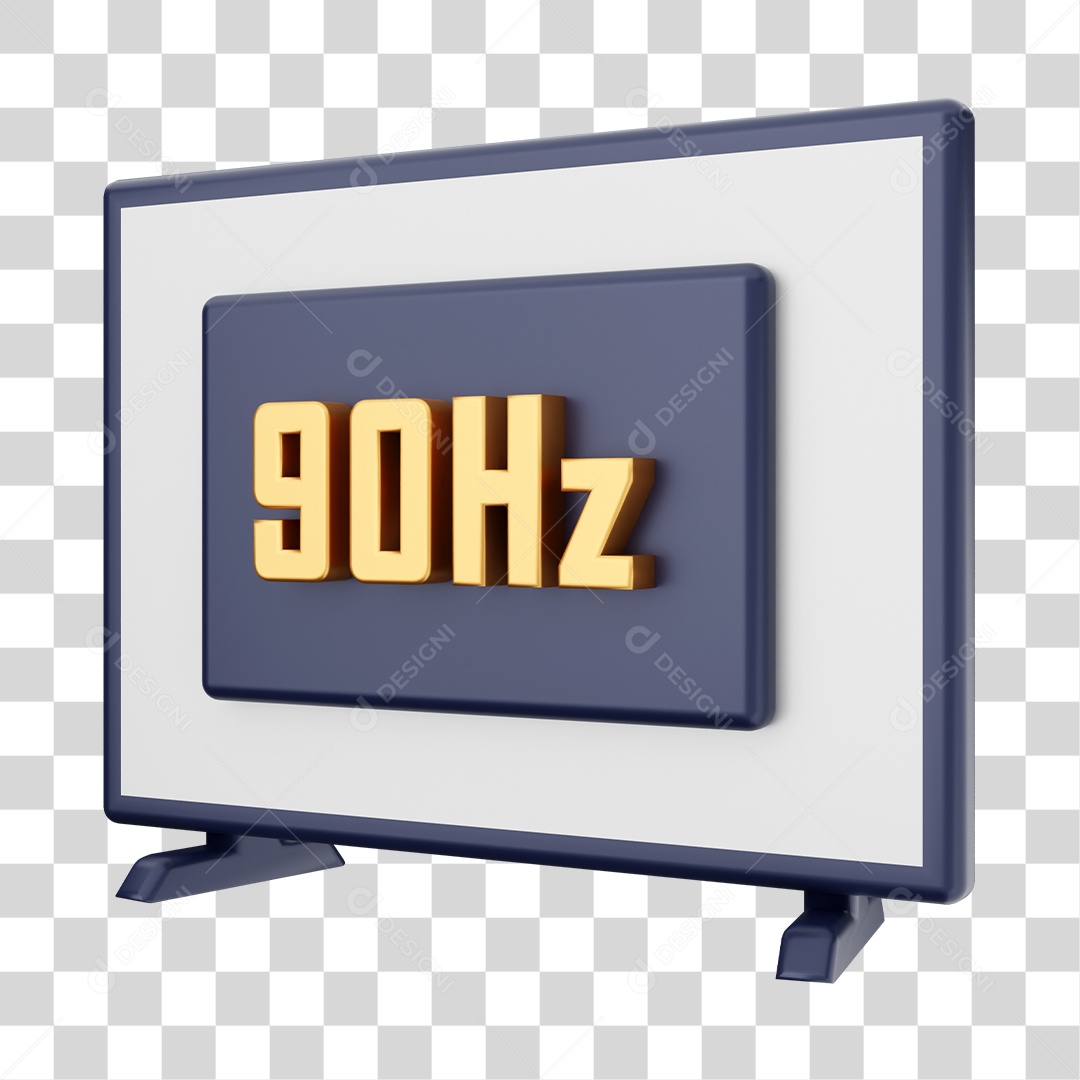 Smart Tv Com Ícone De 90Hz Elemento 3D PNG Transparente