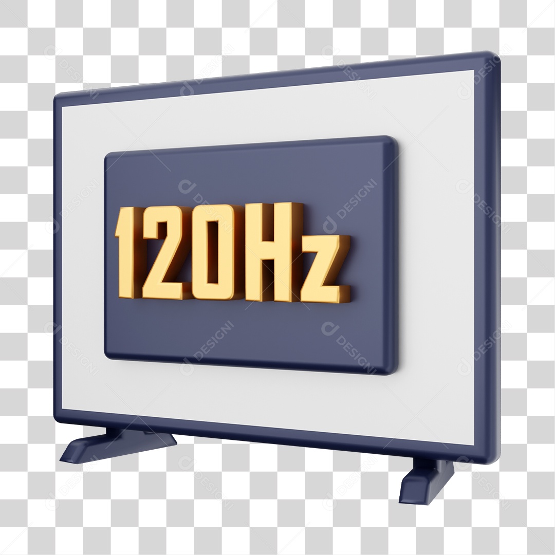 Smart Tv Com Ícone De 120Hz Elemento 3D PNG Transparente