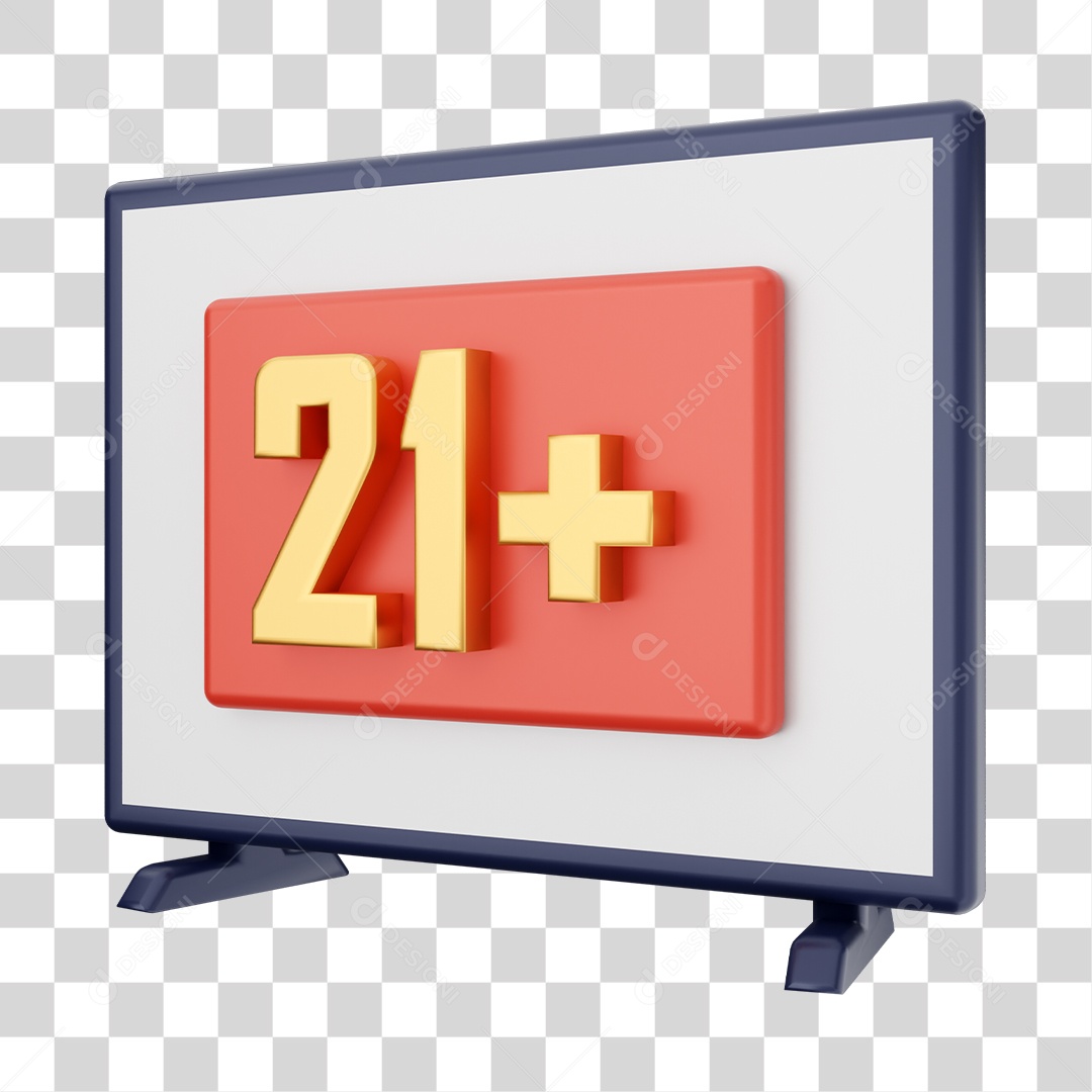 Smart Tv Com Ícone De 21+ Elemento 3D PNG Transparente