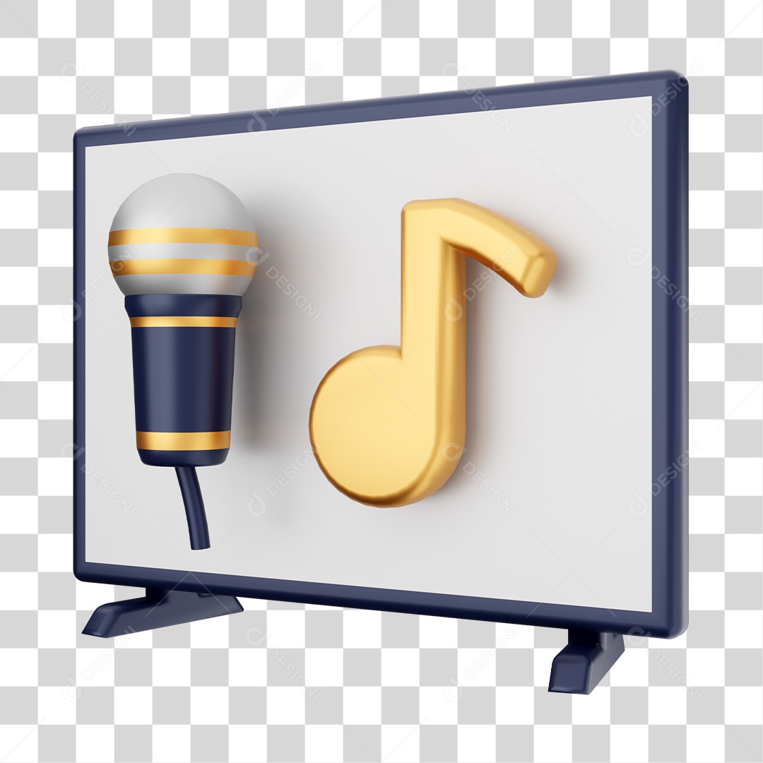 Smart Tv Com Ícone Microfone Elemento 3D PNG Transparente