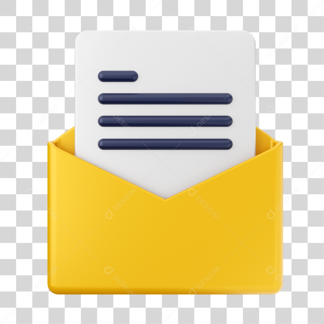 Envelope Aberto Elemento 3D PNG Transparente