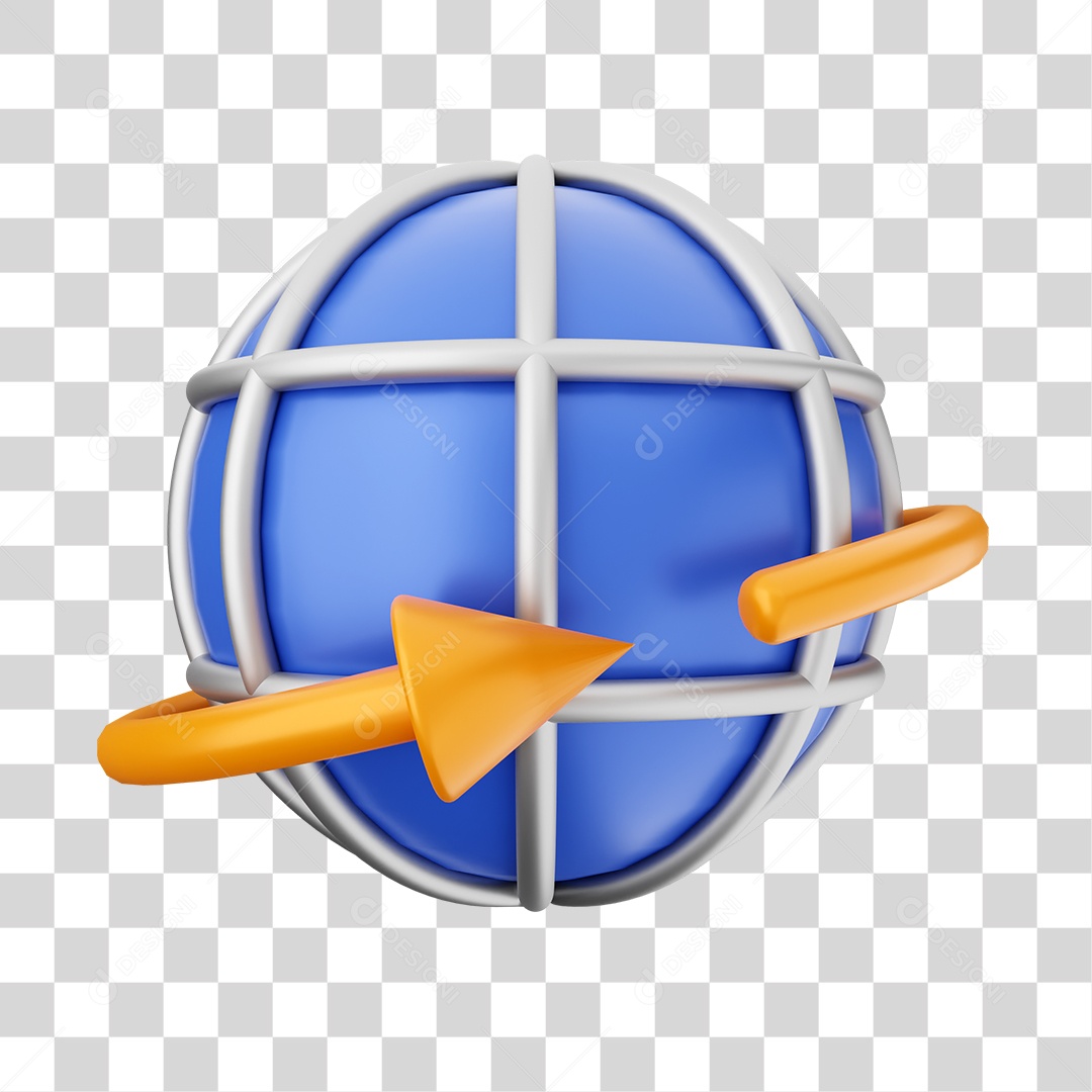 Globo Azul Elemento 3D PNG Transparente