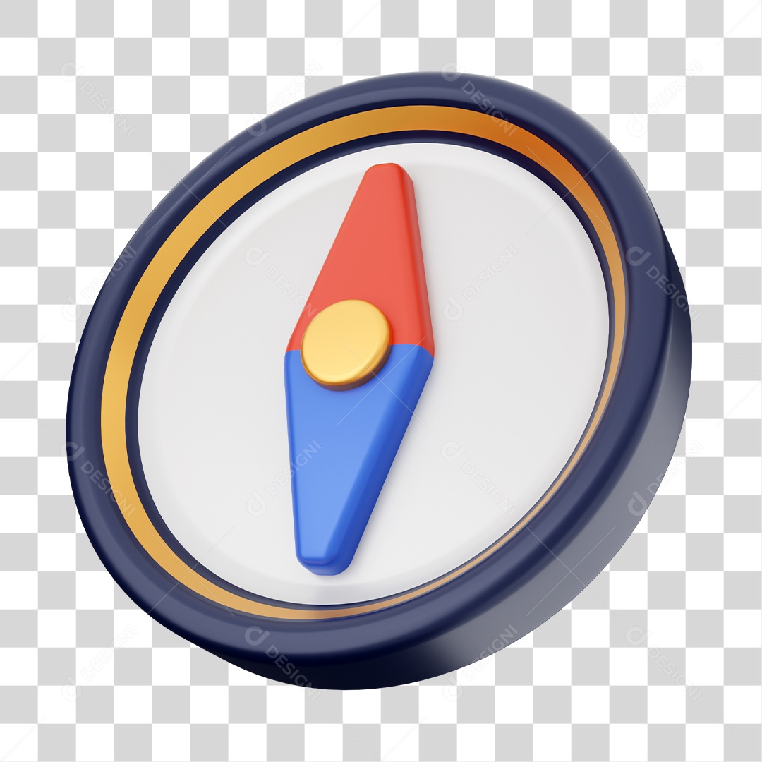 Ícone de Bússola Elemento 3D PNG Transparente