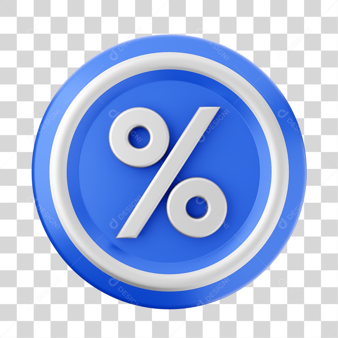 Sinal De Porcentagem Elemento 3D Azul PNG Transparente