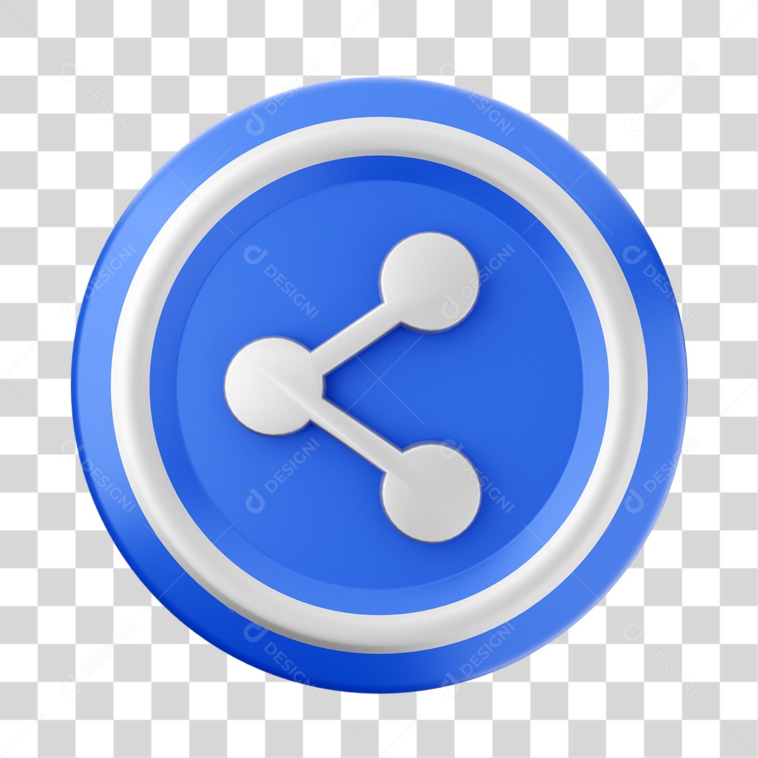 Ícone 3D Azul de Compartilhamento Elemento para Composição PNG Transparente