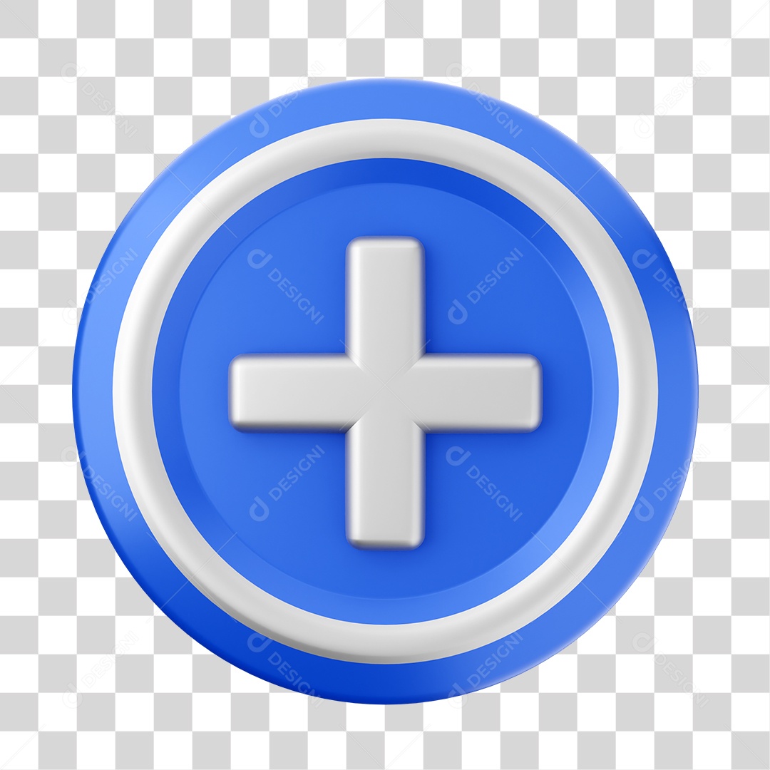 Ícone De Adição Elemento 3D Azul PNG Transparente