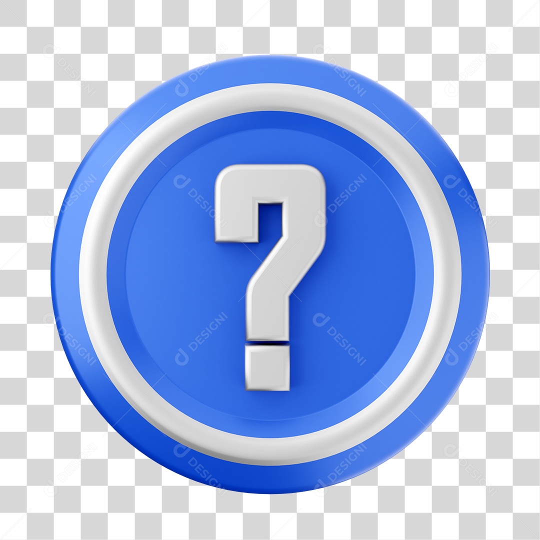 Elemento 3D Para Composição Símbolo de ponto de interrogação Azul PNG Transparente