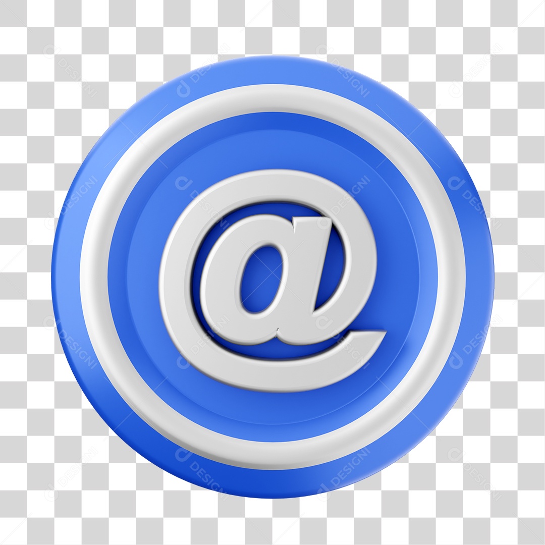 Elemento 3D Para Composição Símbolo Arroba Azul PNG Transparente