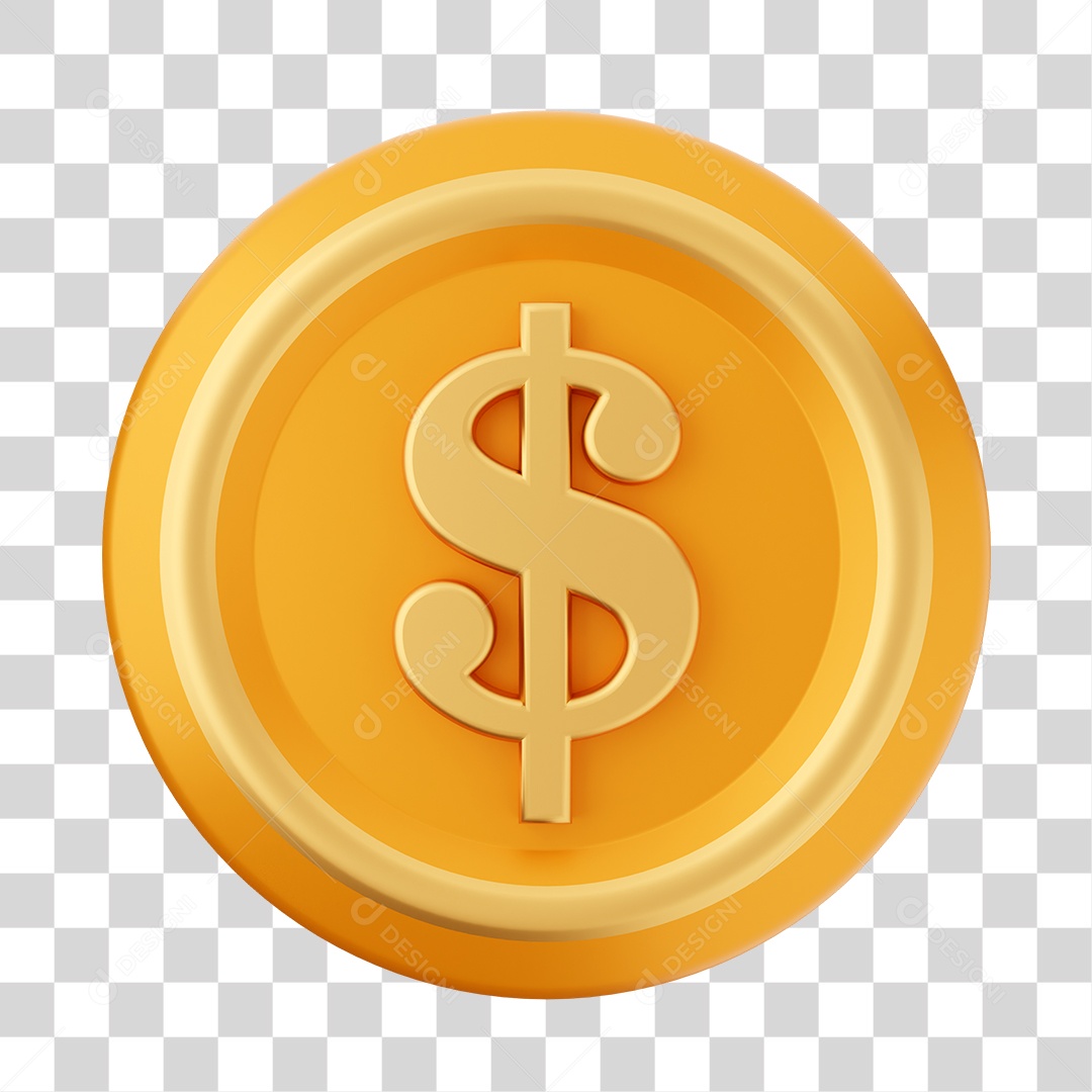Moeda Dóllar Elemento 3D PNG Transparente