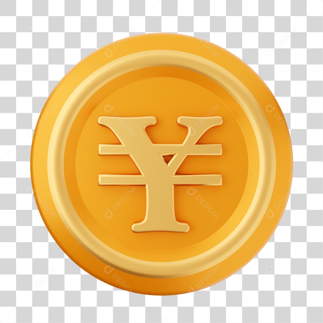 Moeda Iene Elemento 3D PNG Transparente