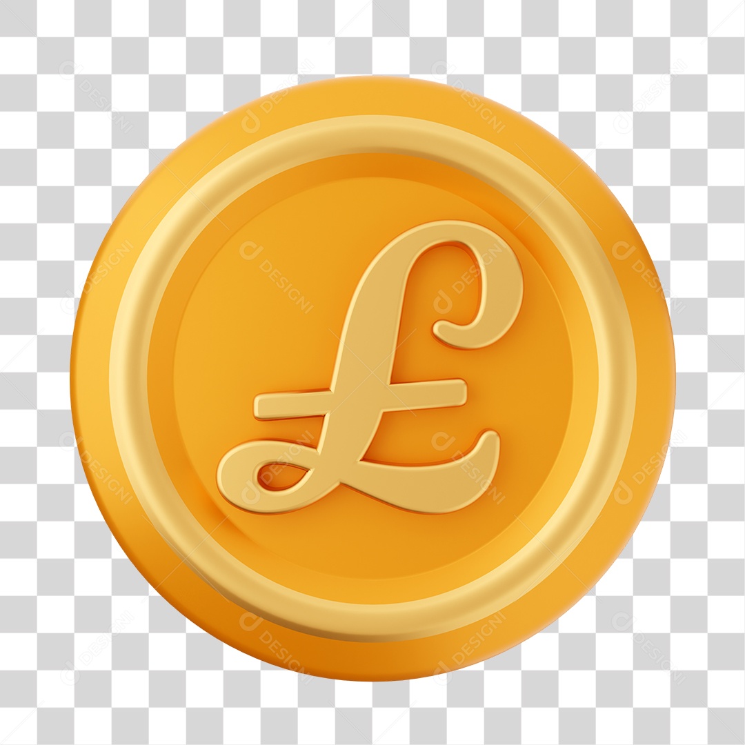 Moeda Libra Elemento 3D PNG Transparente