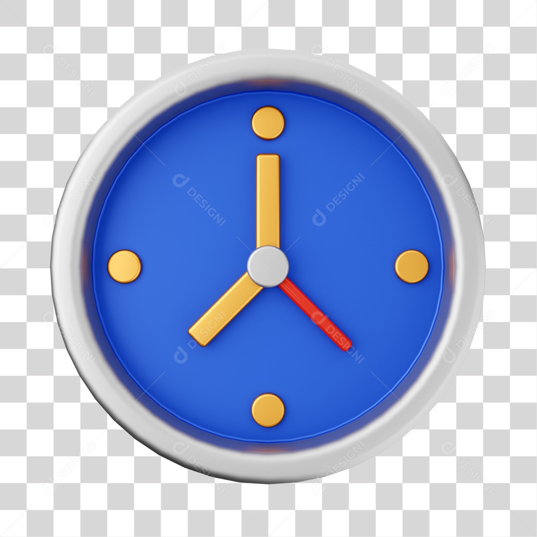 Relógio Azul Elemento 3D PNG Transparente