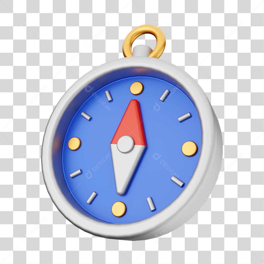 Ícone de Bússola Elemento 3D PNG Transparente