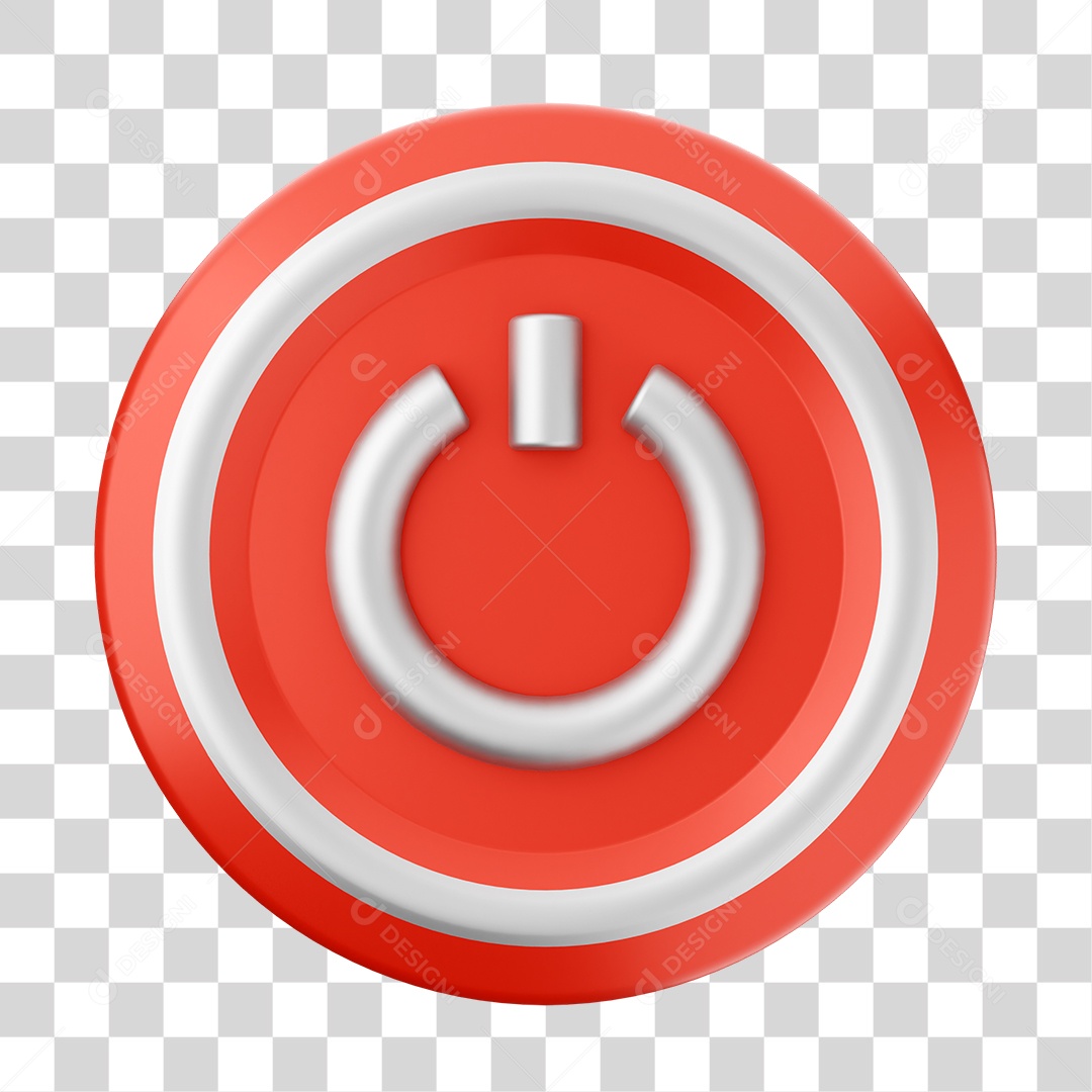 Ícone Power Elemento 3D PNG Transparente