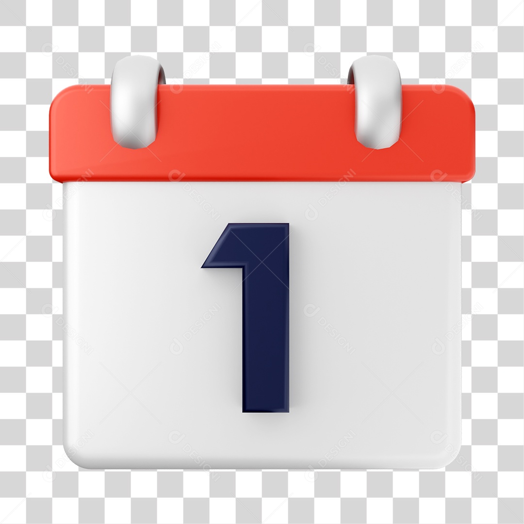 Calendário De 1 Elemento 3D PNG Transparente