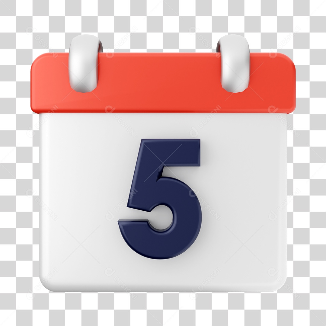 Calendário De 5 Elemento 3D PNG Transparente