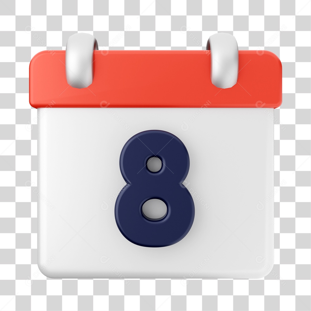 Calendário De 8 Elemento 3D PNG Transparente