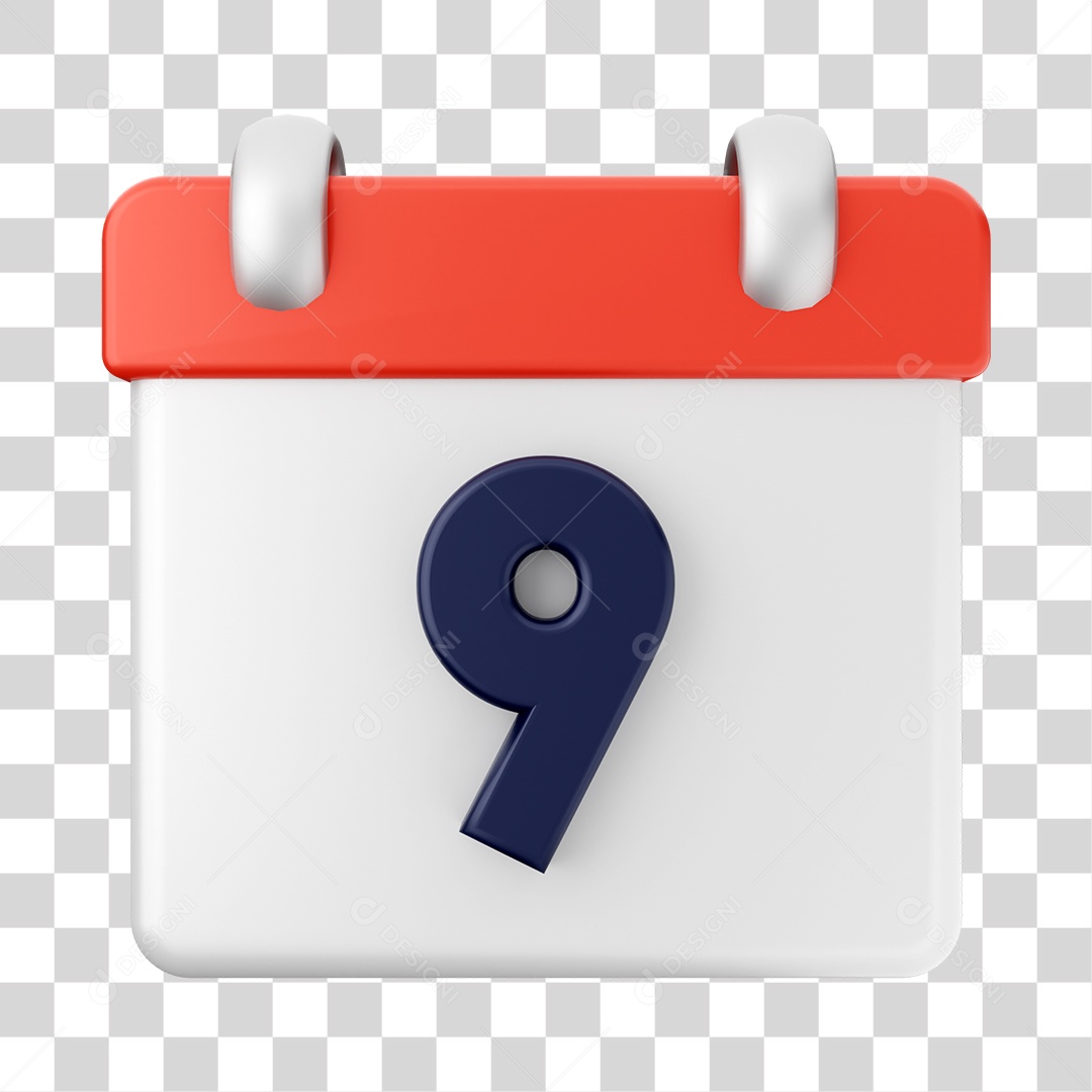 Calendário De 9 Elemento 3D PNG Transparente