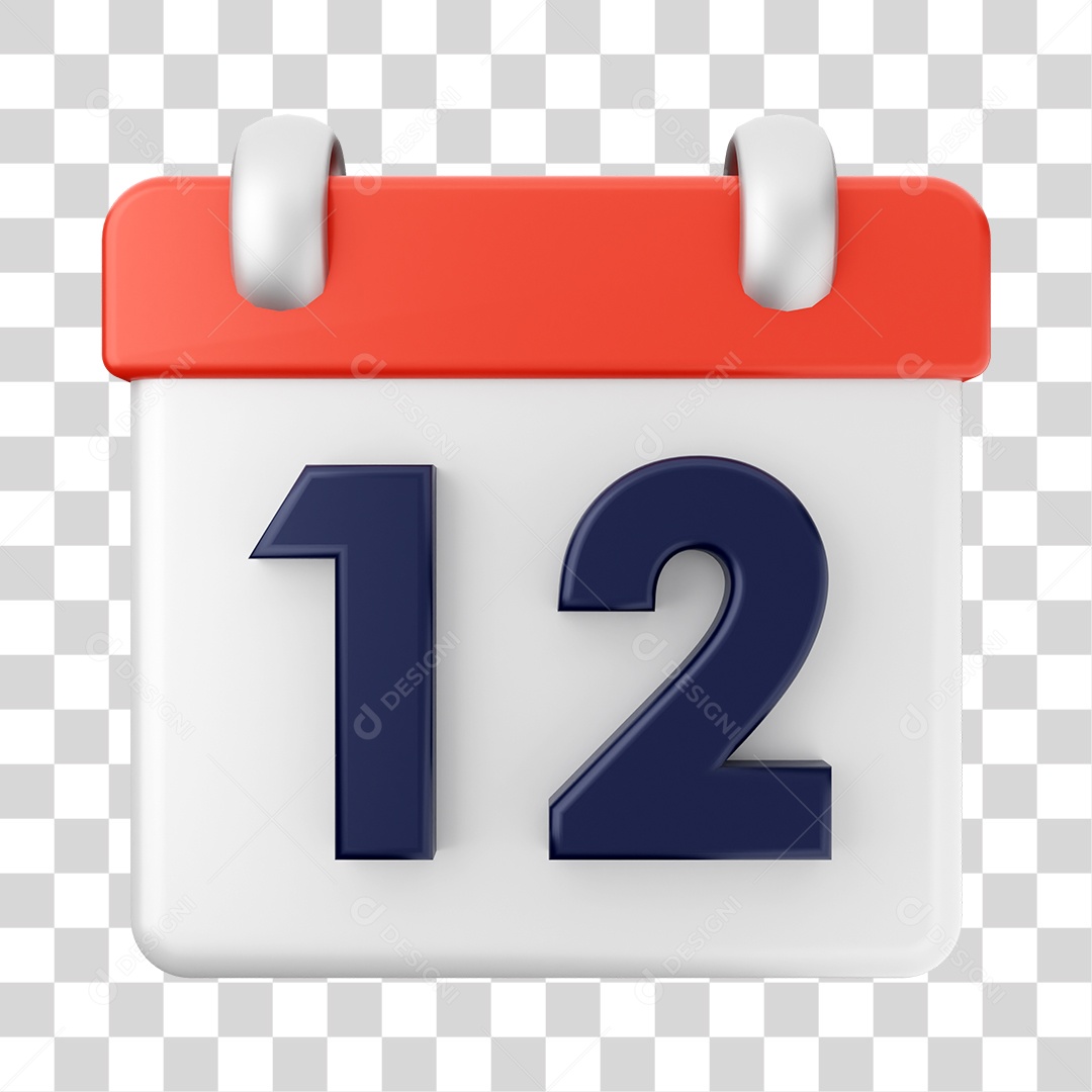 Calendário De 12 Elemento 3D PNG Transparente