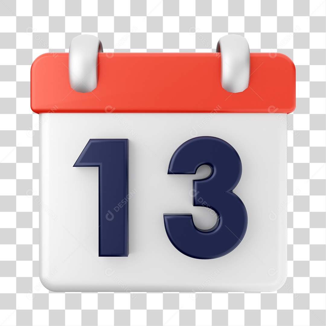 Calendário Dia 13 Do Mês Elemento 3D PNG Transparente