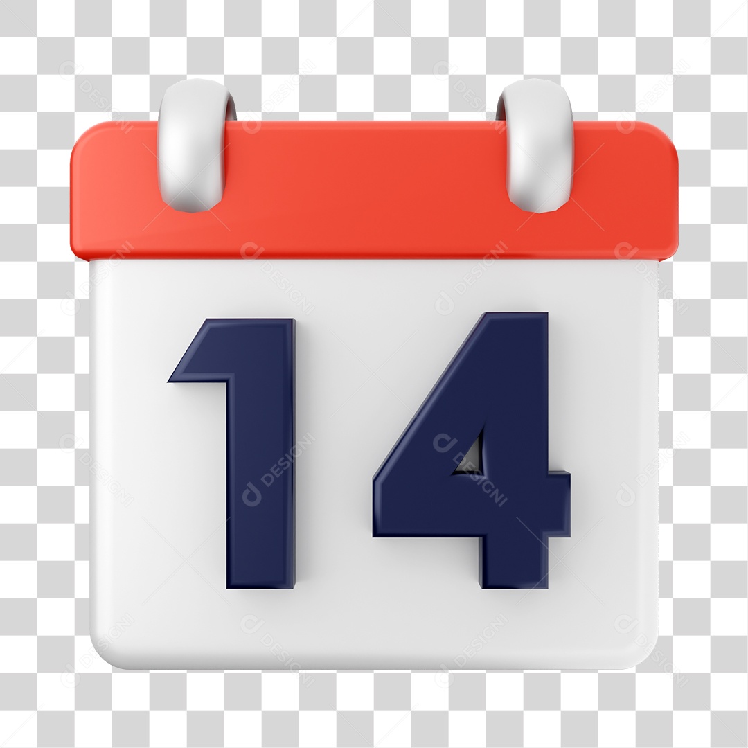 Calendário Dia 14 Do Mês Elemento 3D PNG Transparente