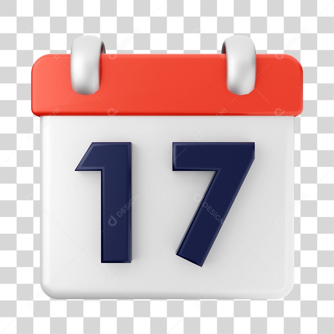 Calendário Dia 17 Do Mês Elemento 3D PNG Transparente