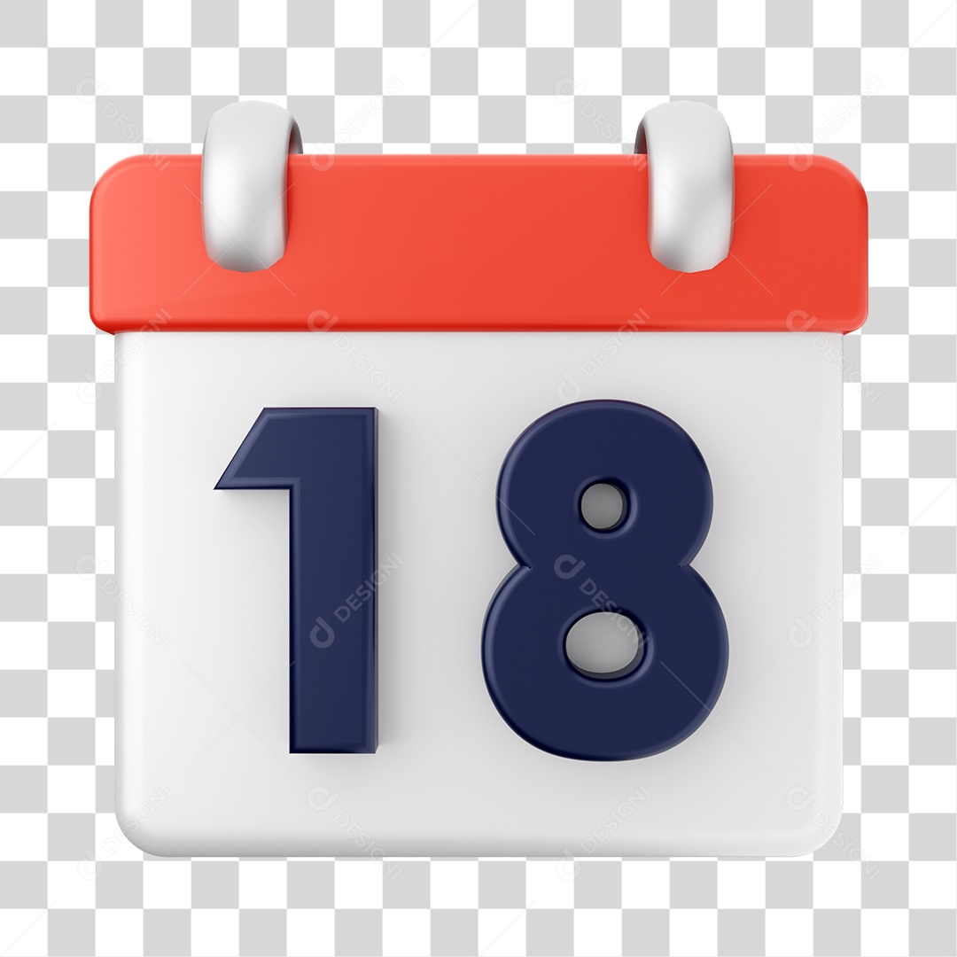 Calendário Dia 18 Do Mês Elemento 3D PNG Transparente