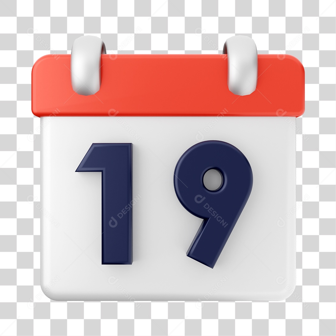 Calendário Dia 19 Do Mês Elemento 3D PNG Transparente