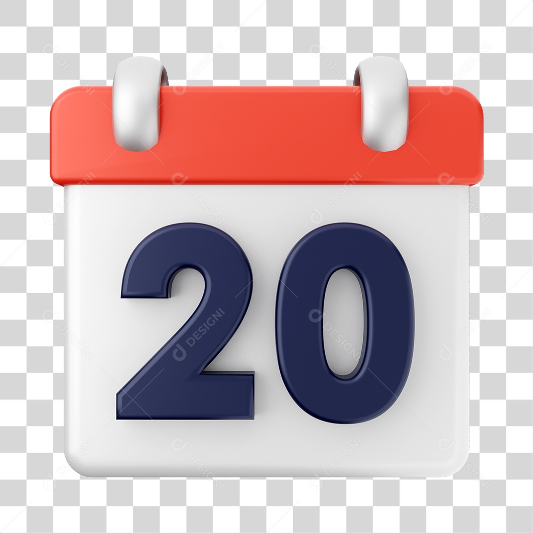 Calendário Dia 20 Do Mês Elemento 3D PNG Transparente