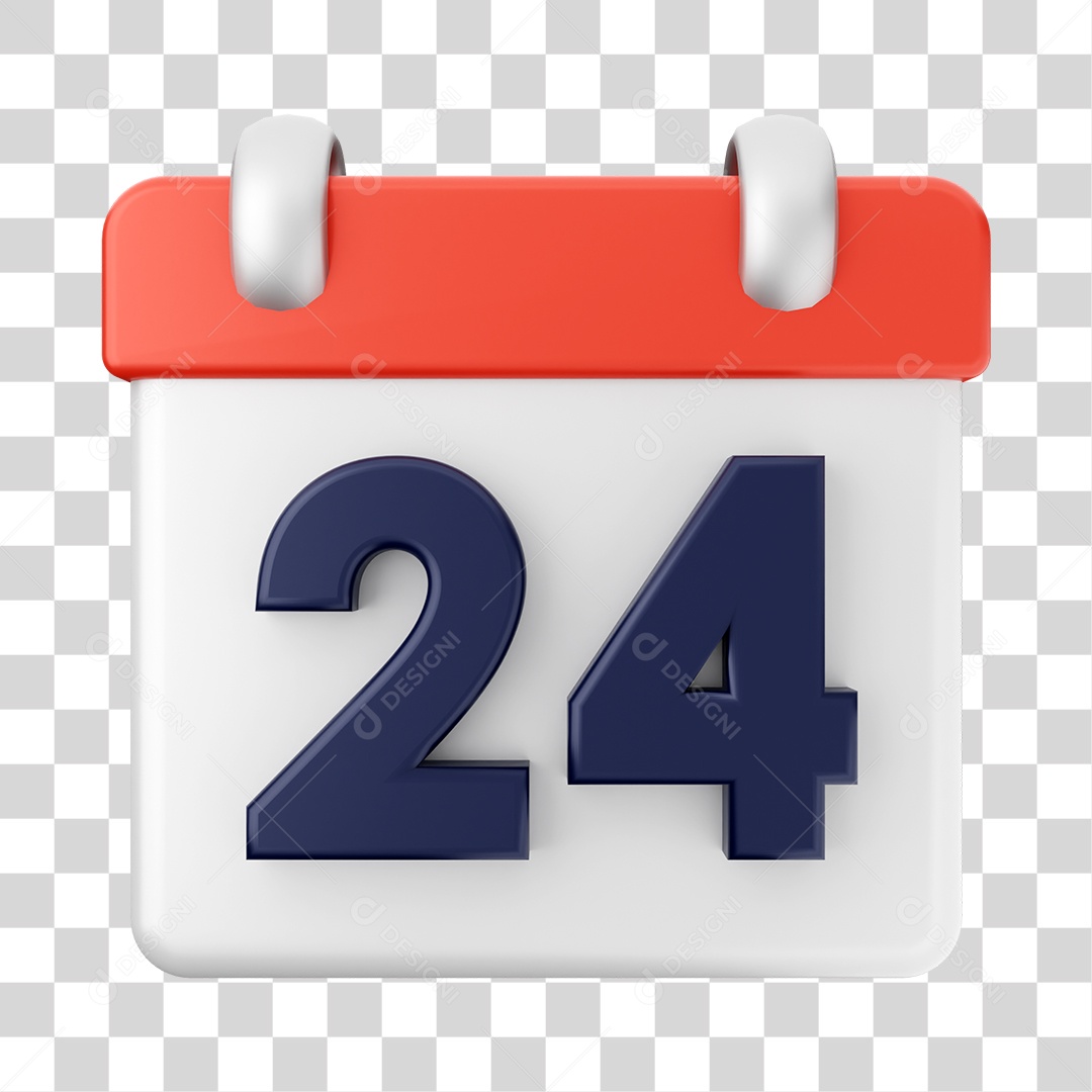 Calendário Dia 24 Do Mês Elemento 3D PNG Transparente