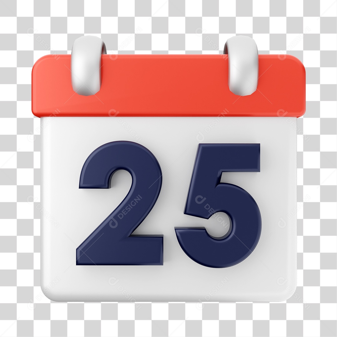 Calendário Dia 25 Do Mês Elemento 3D PNG Transparente