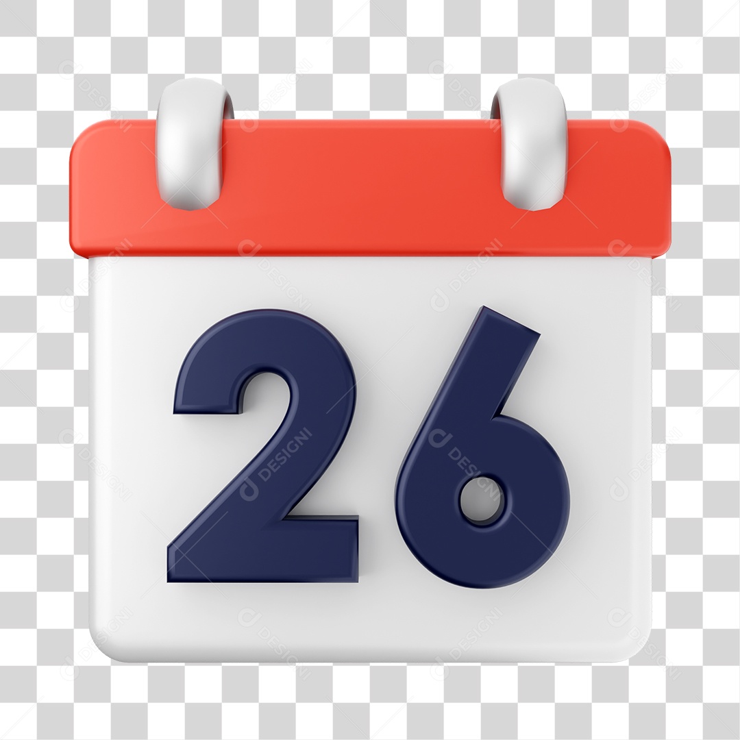 Calendário Dia 26 Do Mês Elemento 3D PNG Transparente