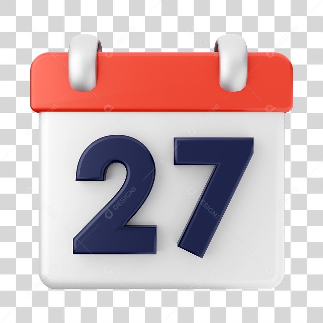 Calendário Dia 27 Do Mês Elemento 3D PNG Transparente