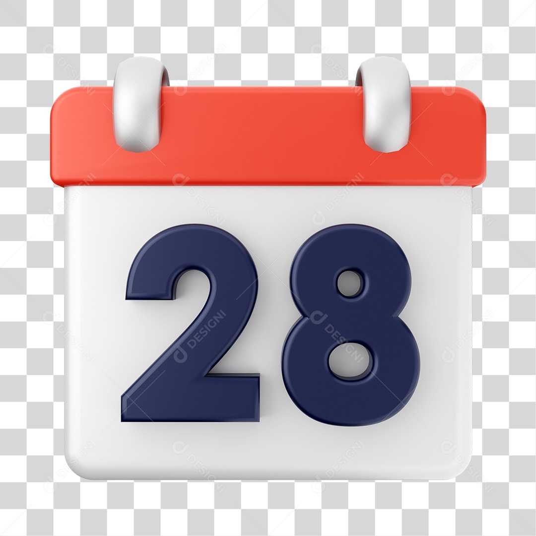Calendário Dia 28 Do Mês Elemento 3D PNG Transparente