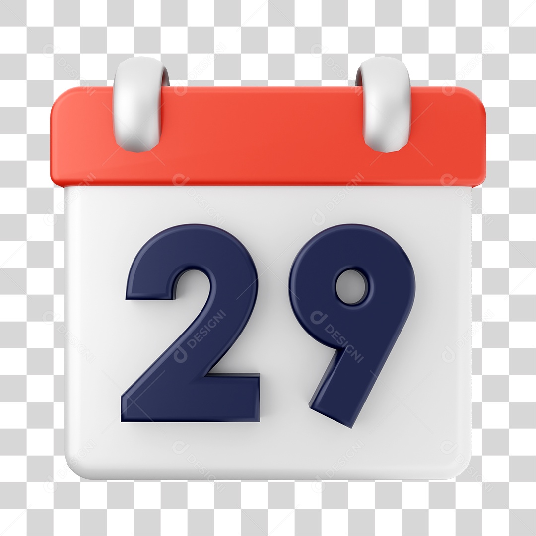 Calendário Dia 29 Do Mês Elemento 3D PNG Transparente