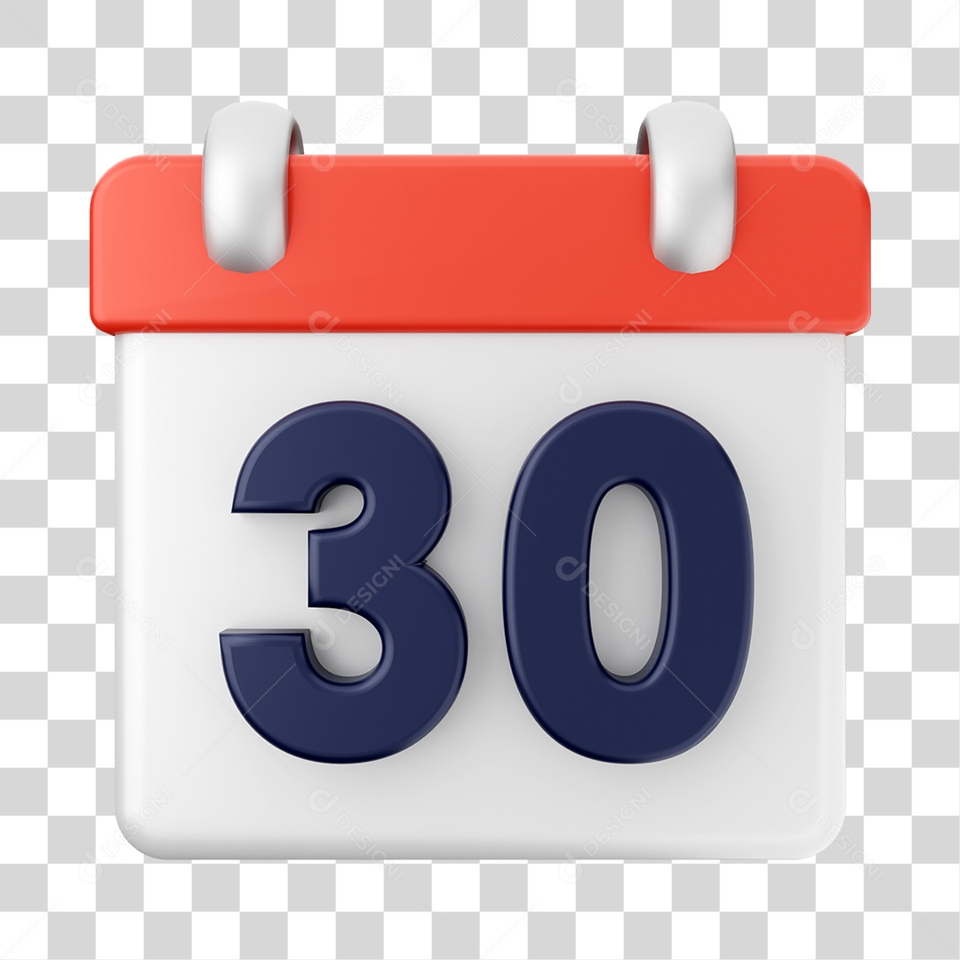 Calendário Dia 30 Do Mês Elemento 3D PNG Transparente