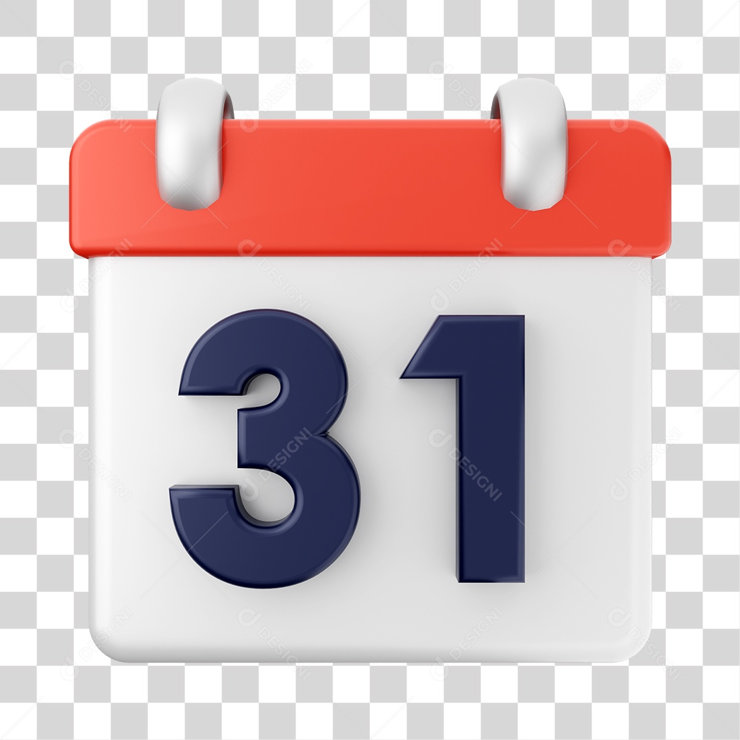 Calendário Dia 31 Do Mês Elemento 3D PNG Transparente