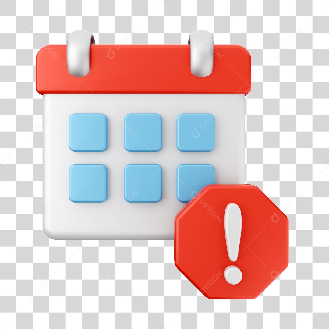 Calendário Com Ícone De Alerta Elemento 3D PNG Transparente