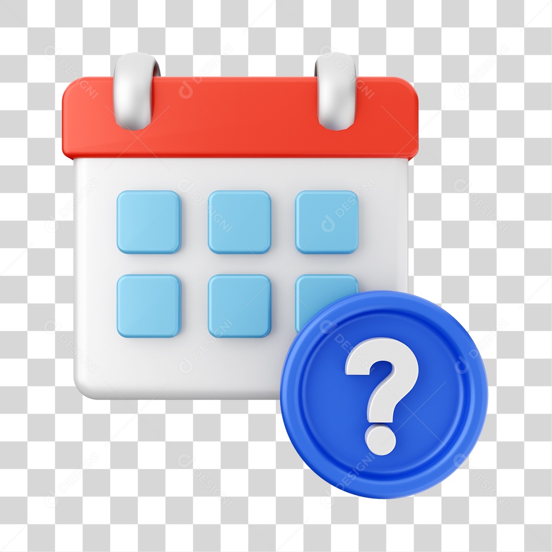 Calendário Com Ícone De Interrogação Elemento 3D PNG Transparente