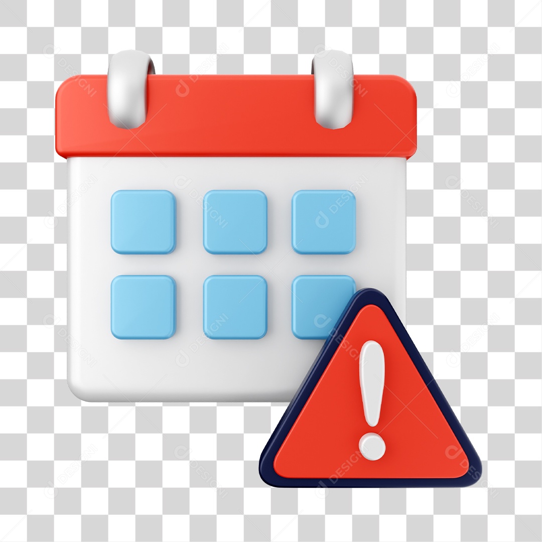 Calendário Com Ícone De Alerta Elemento 3D PNG Transparente