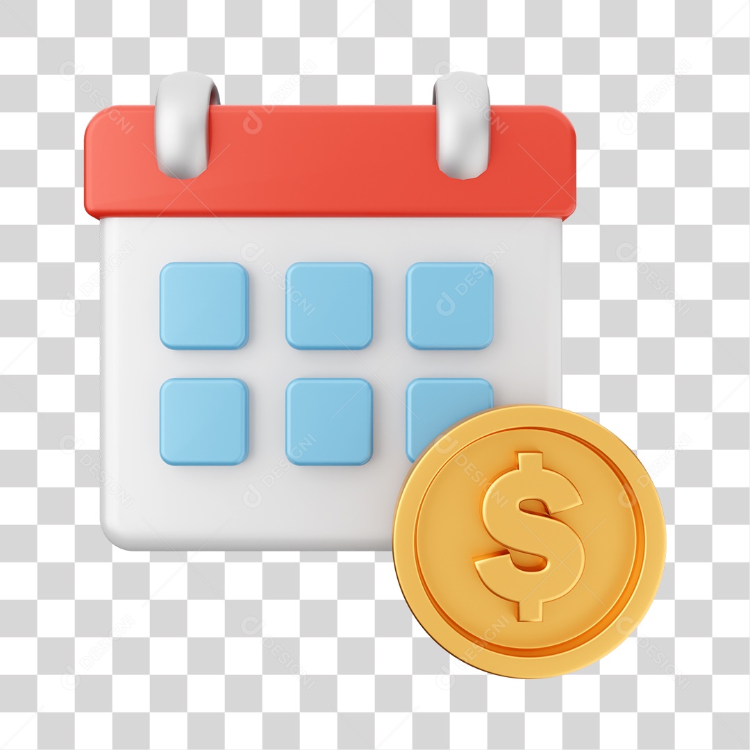 Calendário Com Ícone De Moeda Elemento 3D PNG Transparente