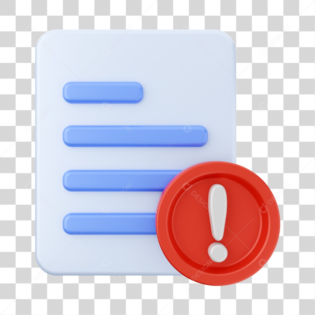 Documento Com Ícone De Atenção Elemento 3D PNG Transparente