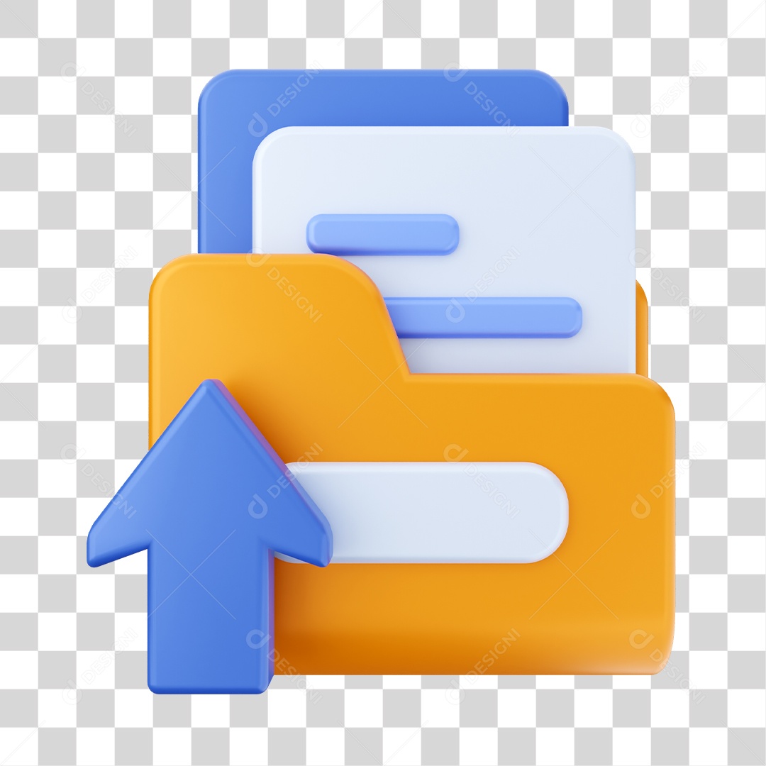Pasta De Arquivo Com Seta Pra Cima Elemento 3D PNG Transparente