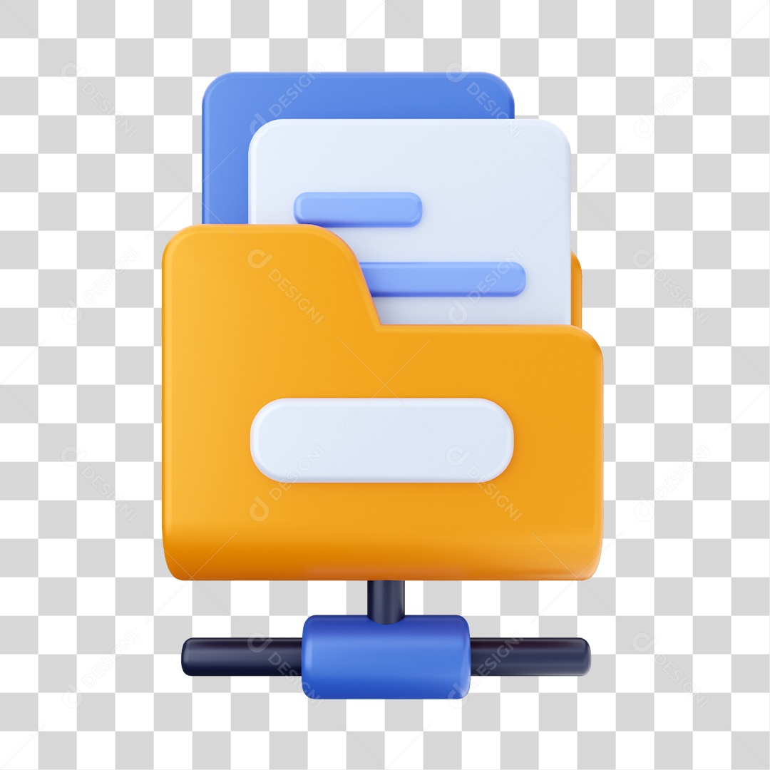 Pasta de Documentos Elemento 3D para Composição PNG Transparente
