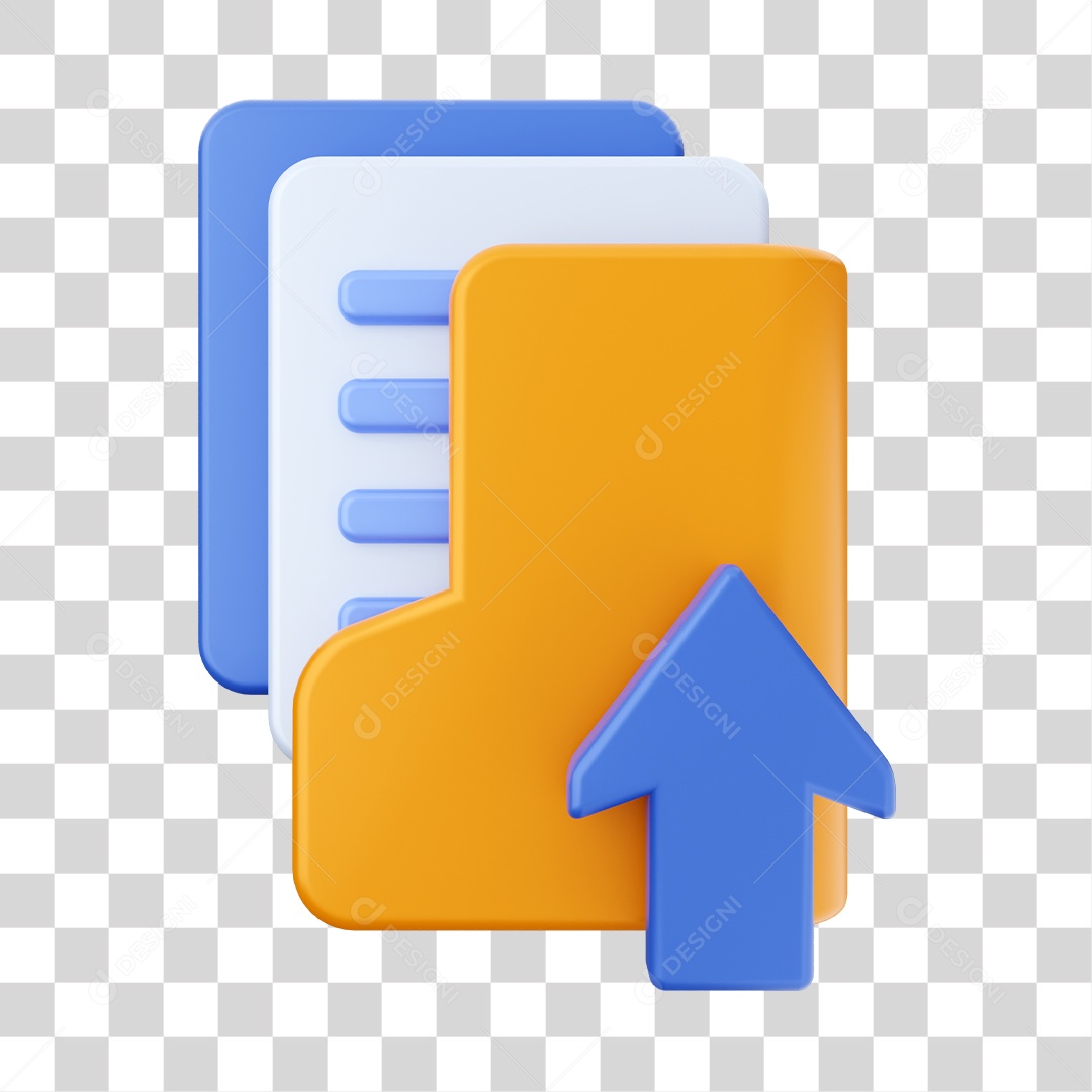 Pasta de Arquivo Com Ícone de Seta Para Cima Elemento 3D PNG Transparente