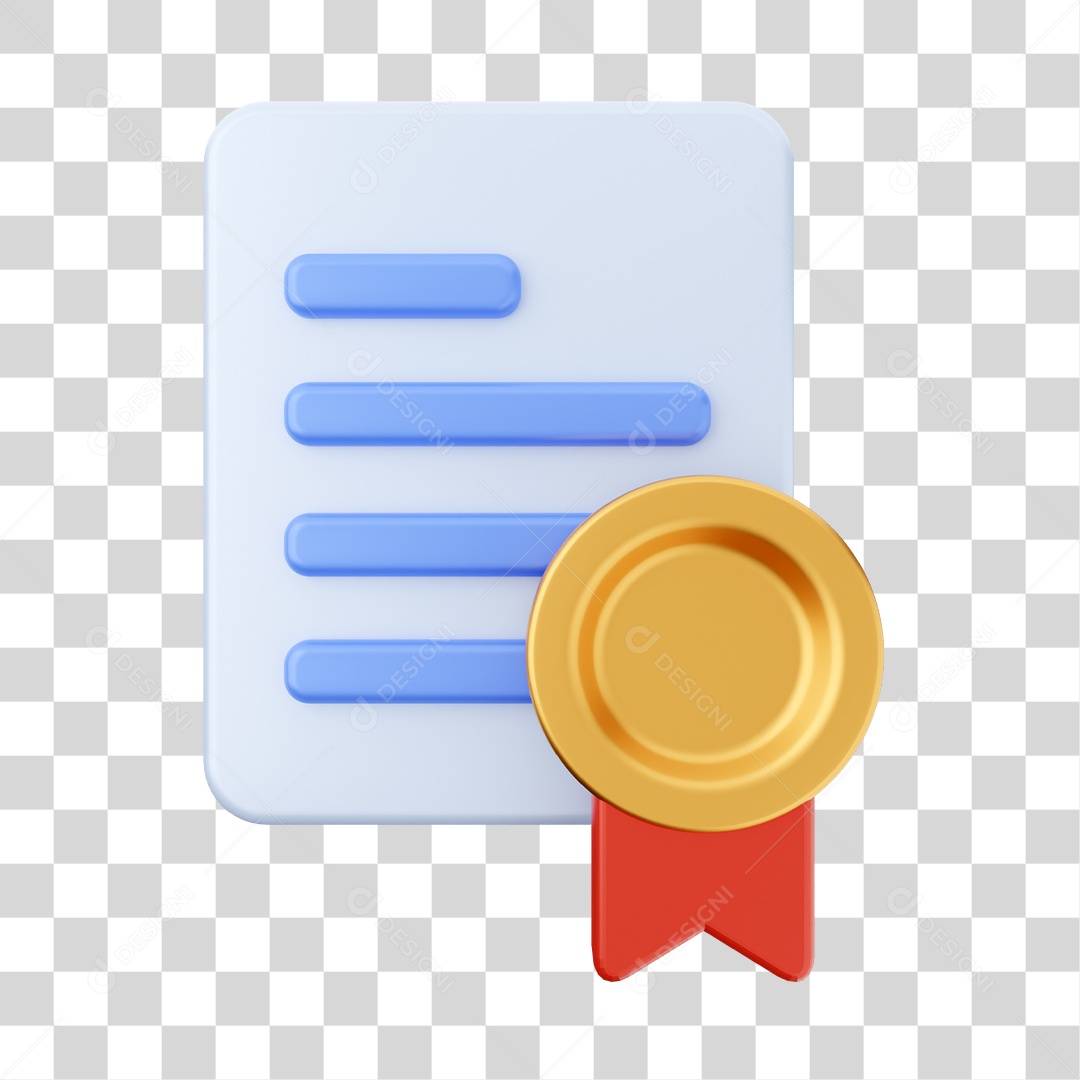 Documento Com Ícone De Medalha Elemento 3D PNG Transparente