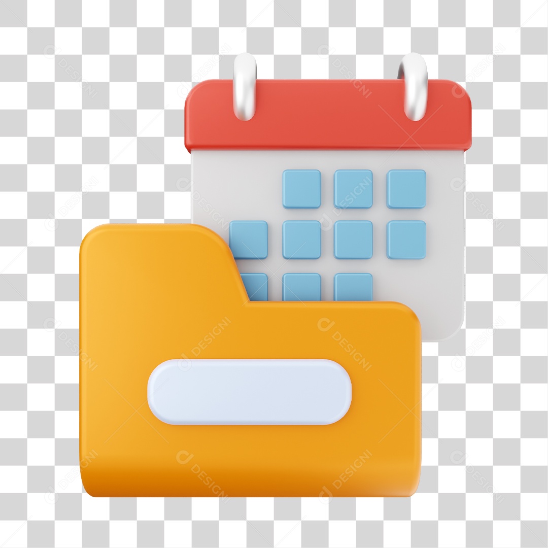 Pasta de Arquivo Com Ícone de Calendário Elemento 3D PNG Transparente