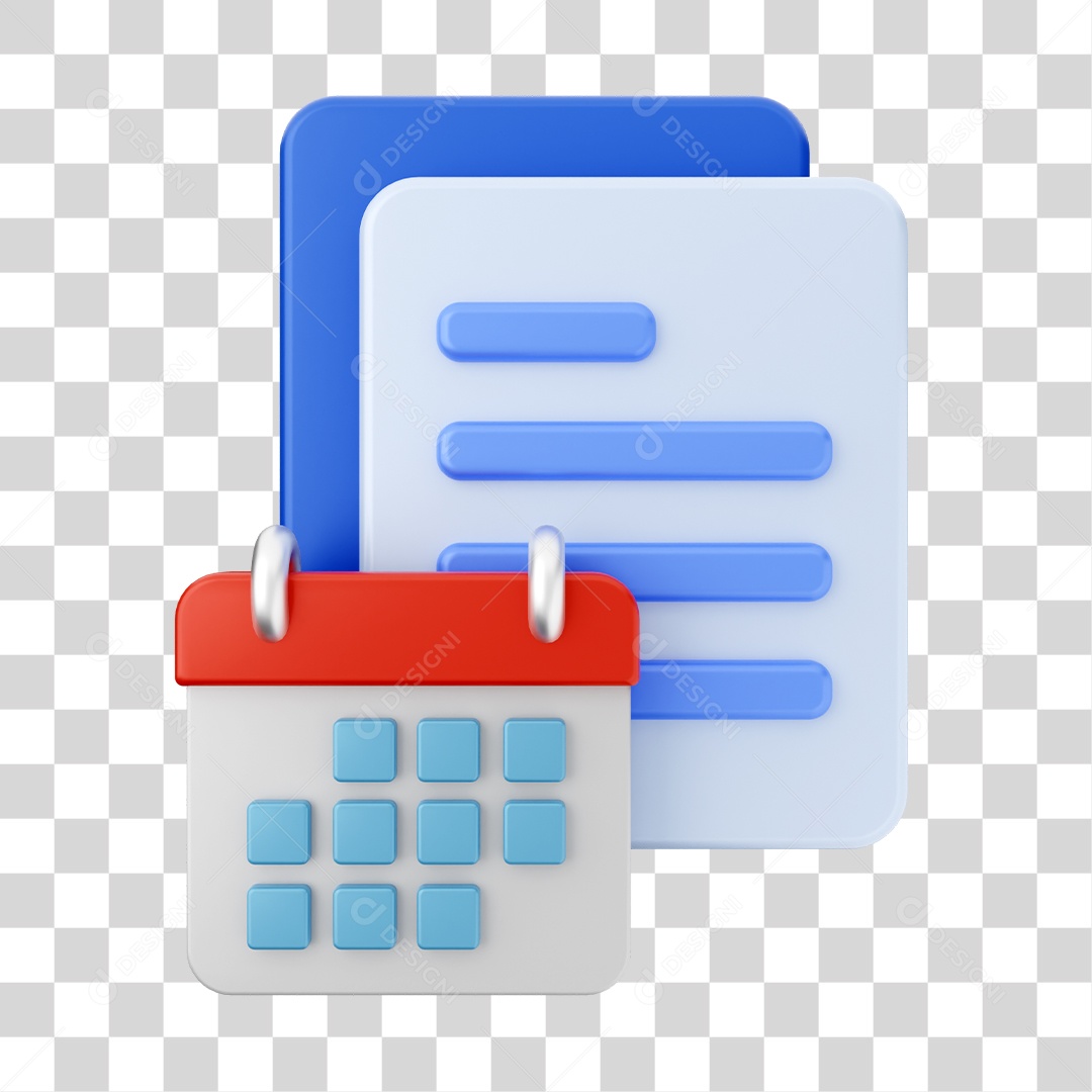 Documento Com Ícone de Calendário Elemento 3D PNG Transparente