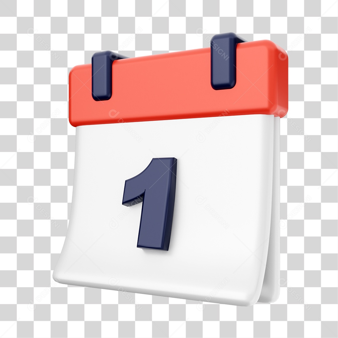 Calendário Com Numero 1 Elemento 3D PNG Transparente