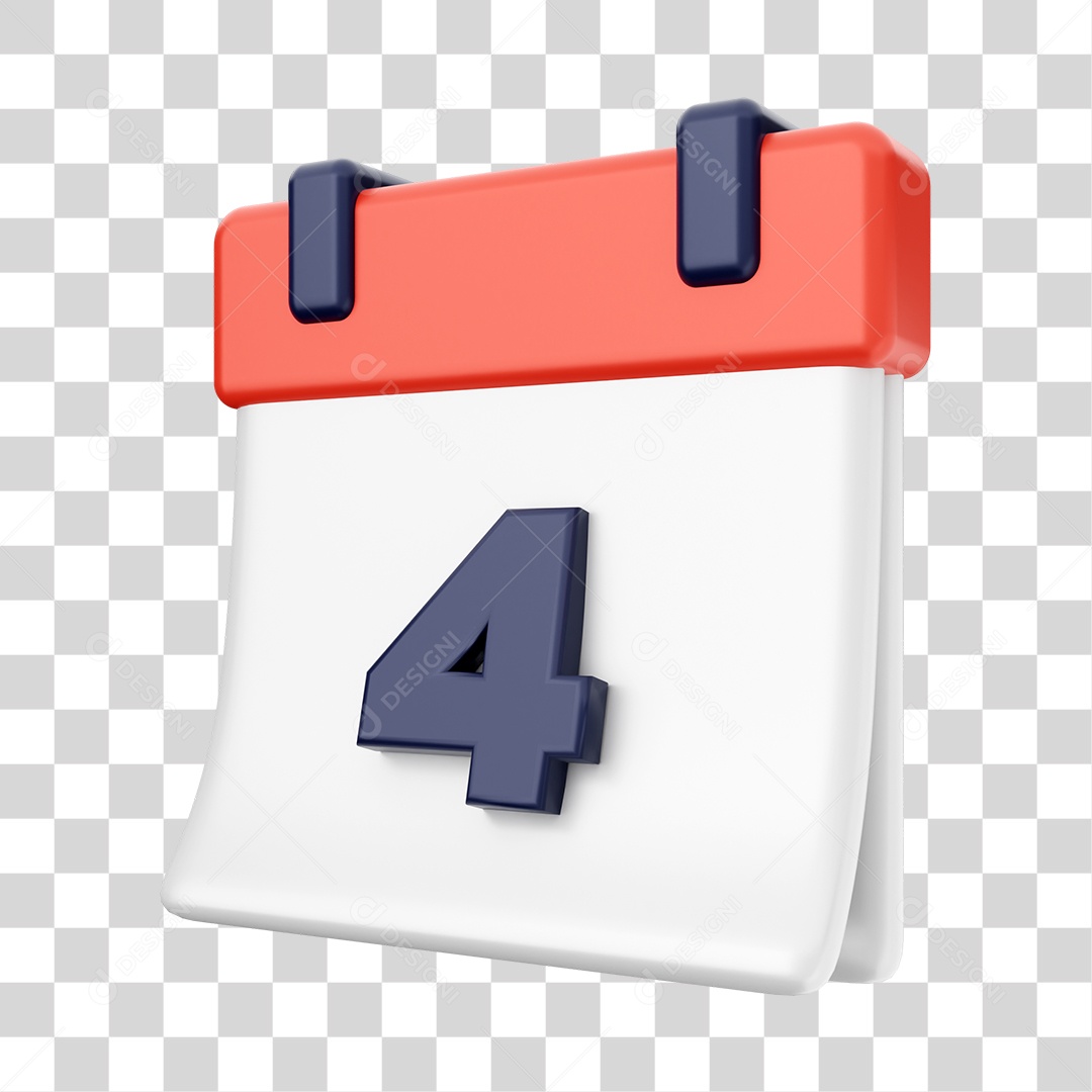 Calendário Com Numero 4 Elemento 3D PNG Transparente